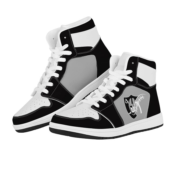 Men's Las Vegas Raiders High Top Leather AJ1 Sneakers 001